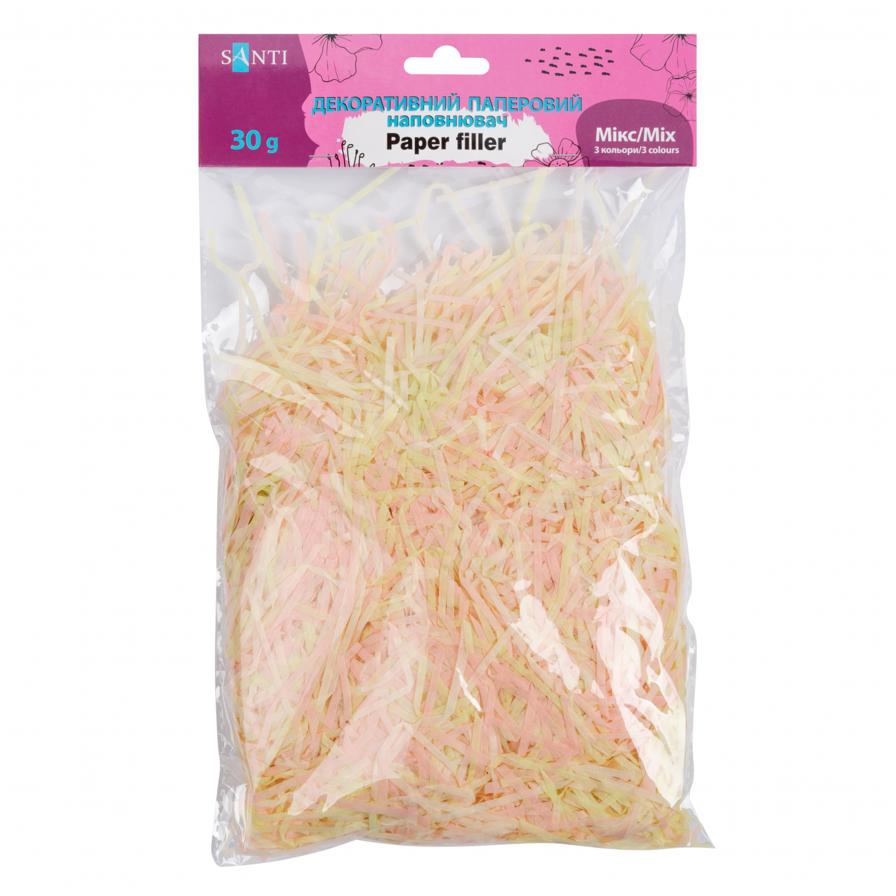 Набір паперового наповнювача SANTI, мікс, 3 кольори, 30 г, кремовий, персиковий, салатовий, 742872 1