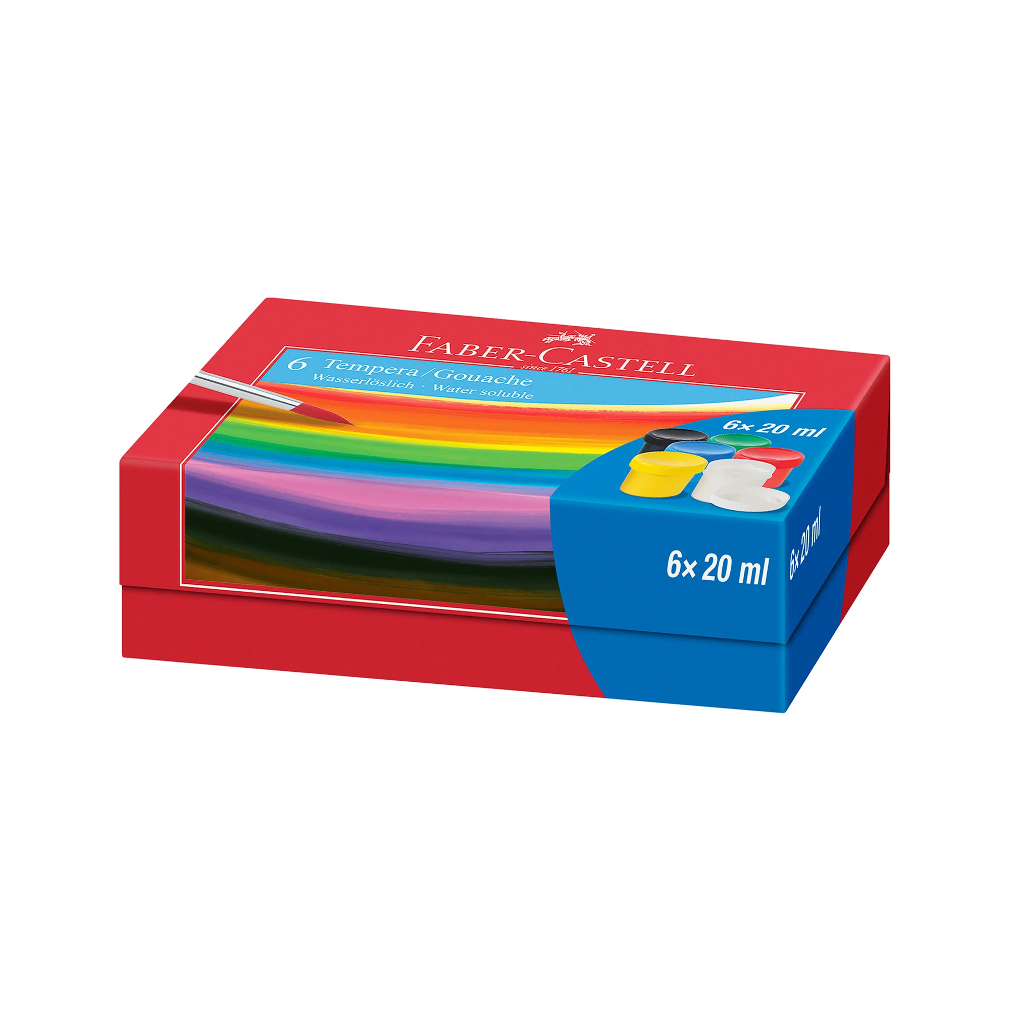 Гуаш 6 кол. Tempera, 6*20 мл, 121040, Faber-Castell