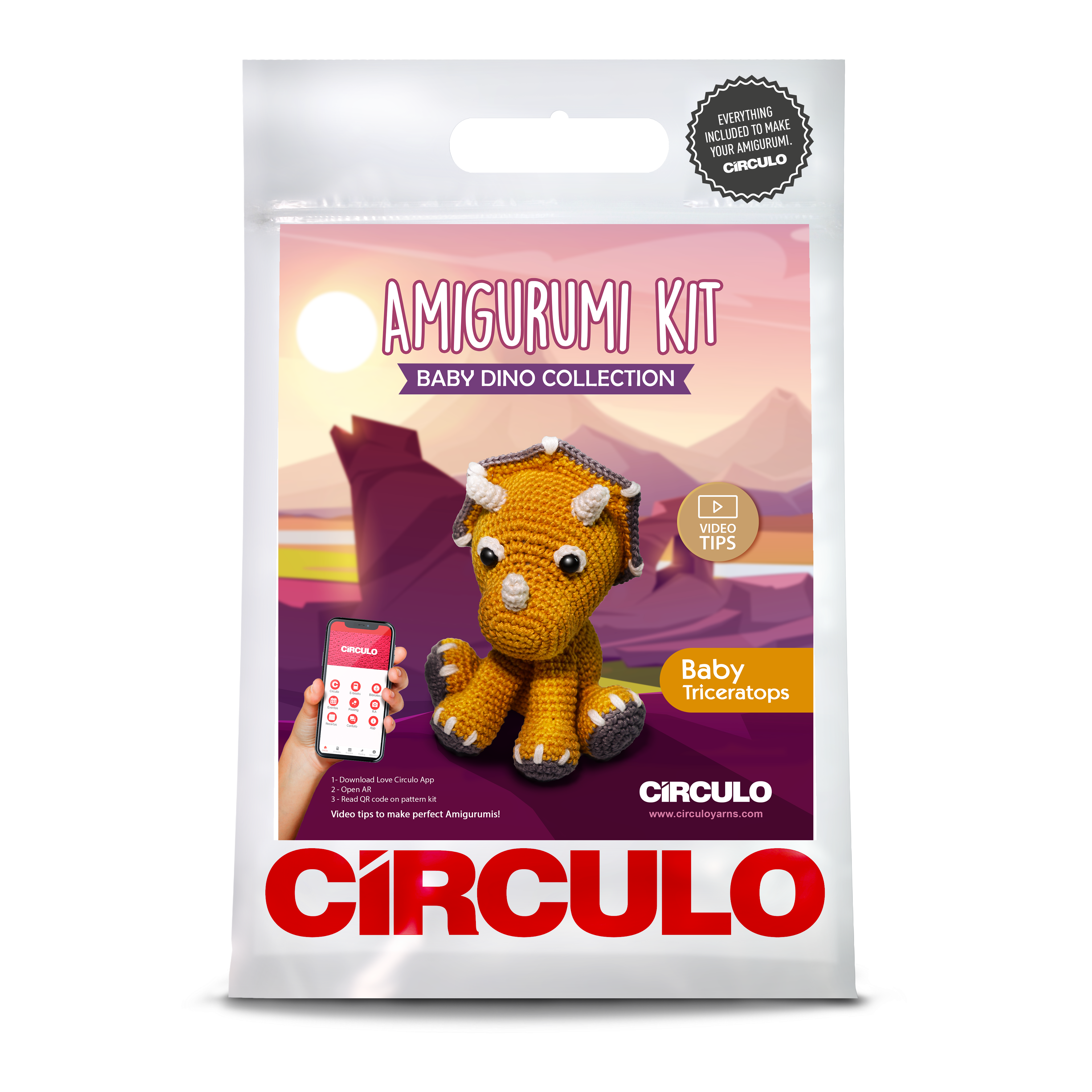 Набор для вязания крючком  DINO Triceratops