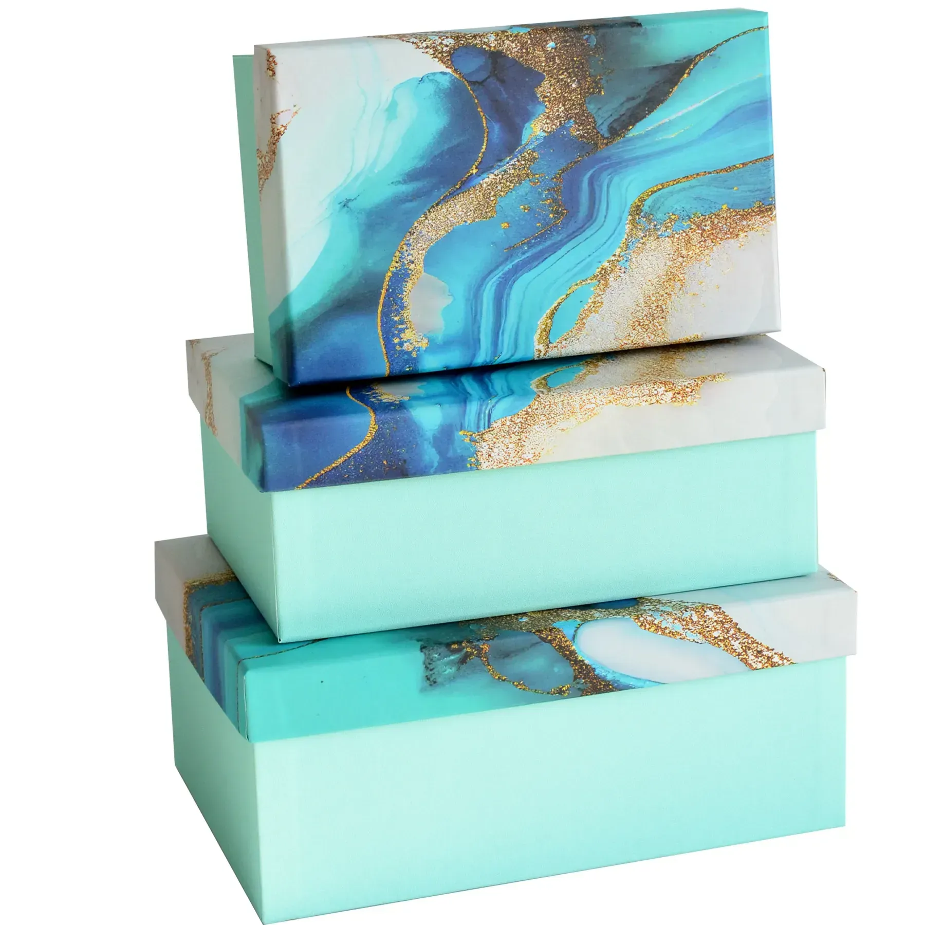 Подарункова коробка прямокутна, "Блакитний мармур", 19*12*6,5 см, 110343181