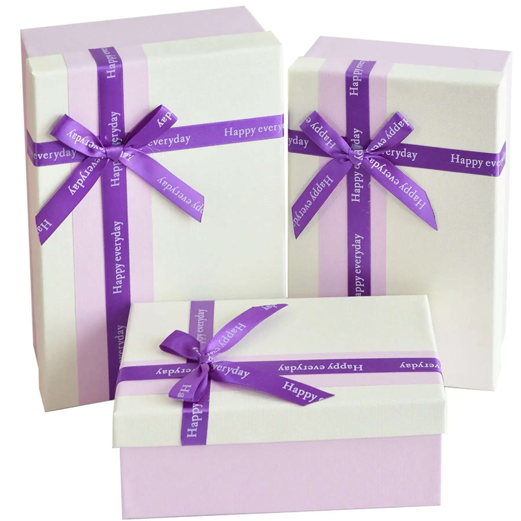 Подарункова коробка прямокутна, бузково-біла з бантом, 19*12*6,5 см, 1103439451