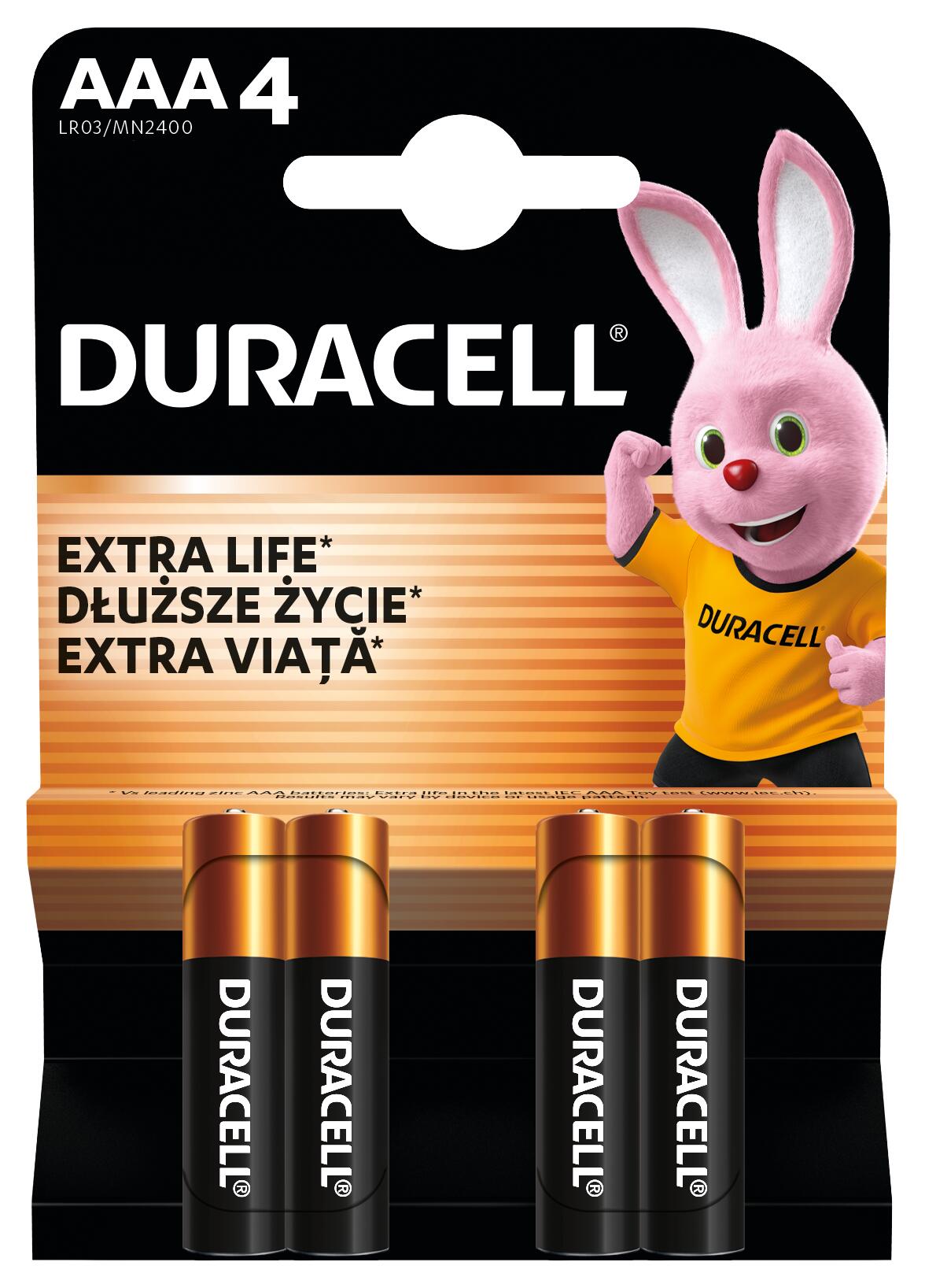 Батарейка лужна DURACELL AAA LR03 MN2400 (4 шт/бл.) ціна вказ. за бл. 1