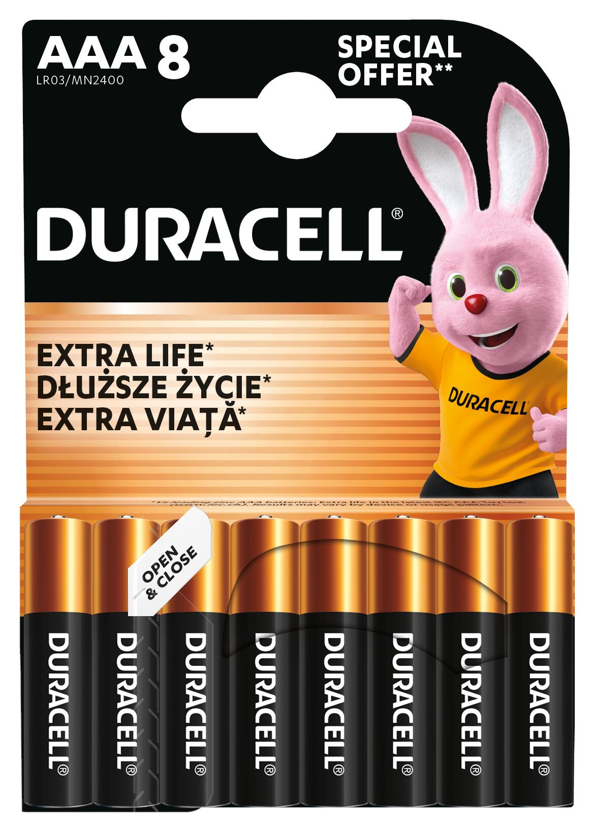 Батарейка лужна DURACELL AAA LR03 MN2400 (8 шт/бл.) ціна вказ. за бл. 1