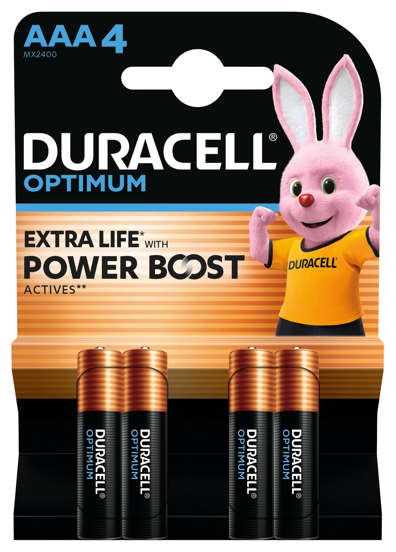 Батарейка DURACELL LR03 KPD 04*10 Optimum AAA (4 шт/бл.) ціна вказ. за бл. 1