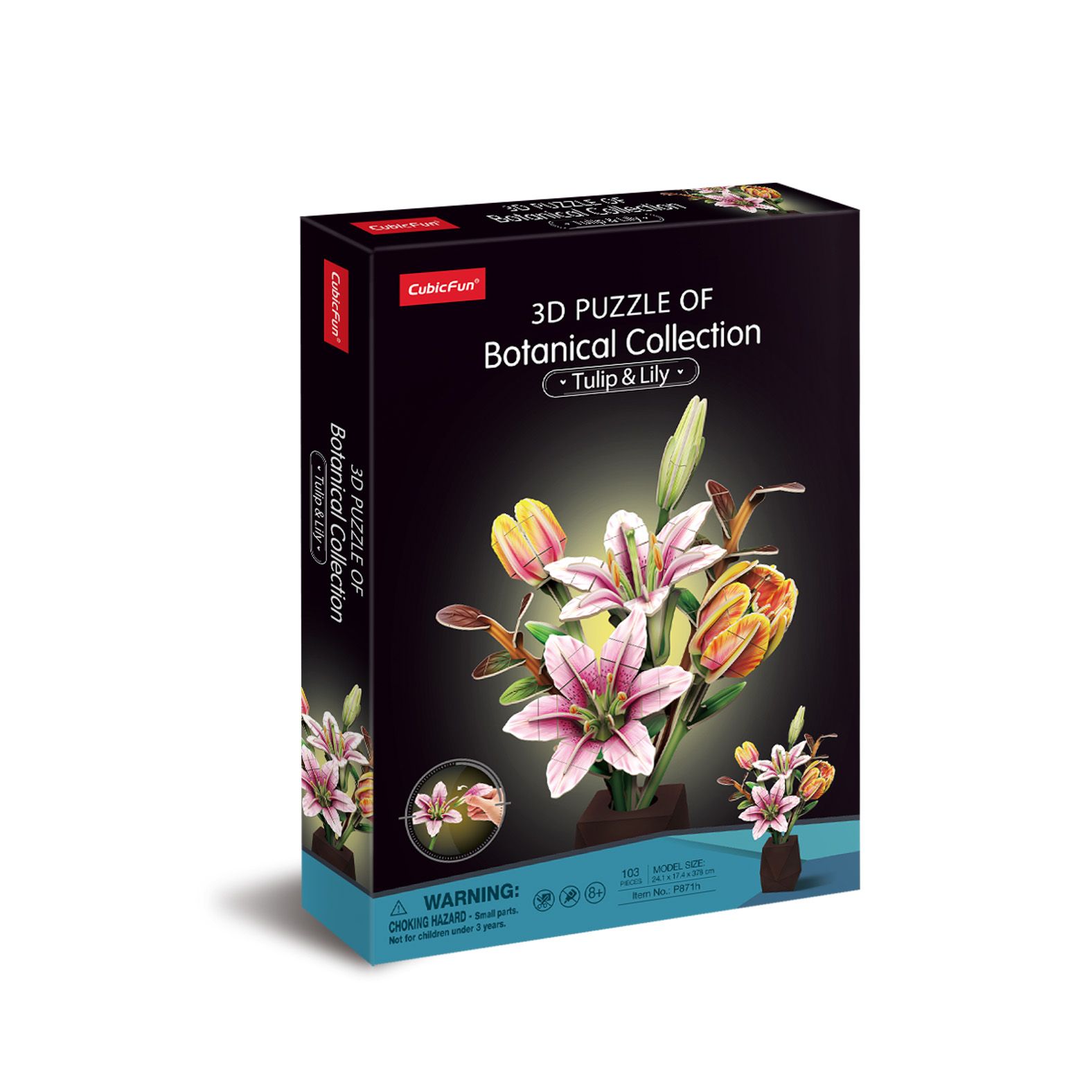 Тривимірна головоломка-конструктор серії Букет квітів  "Лілії і тюльпани", Cubic Fun, P871h