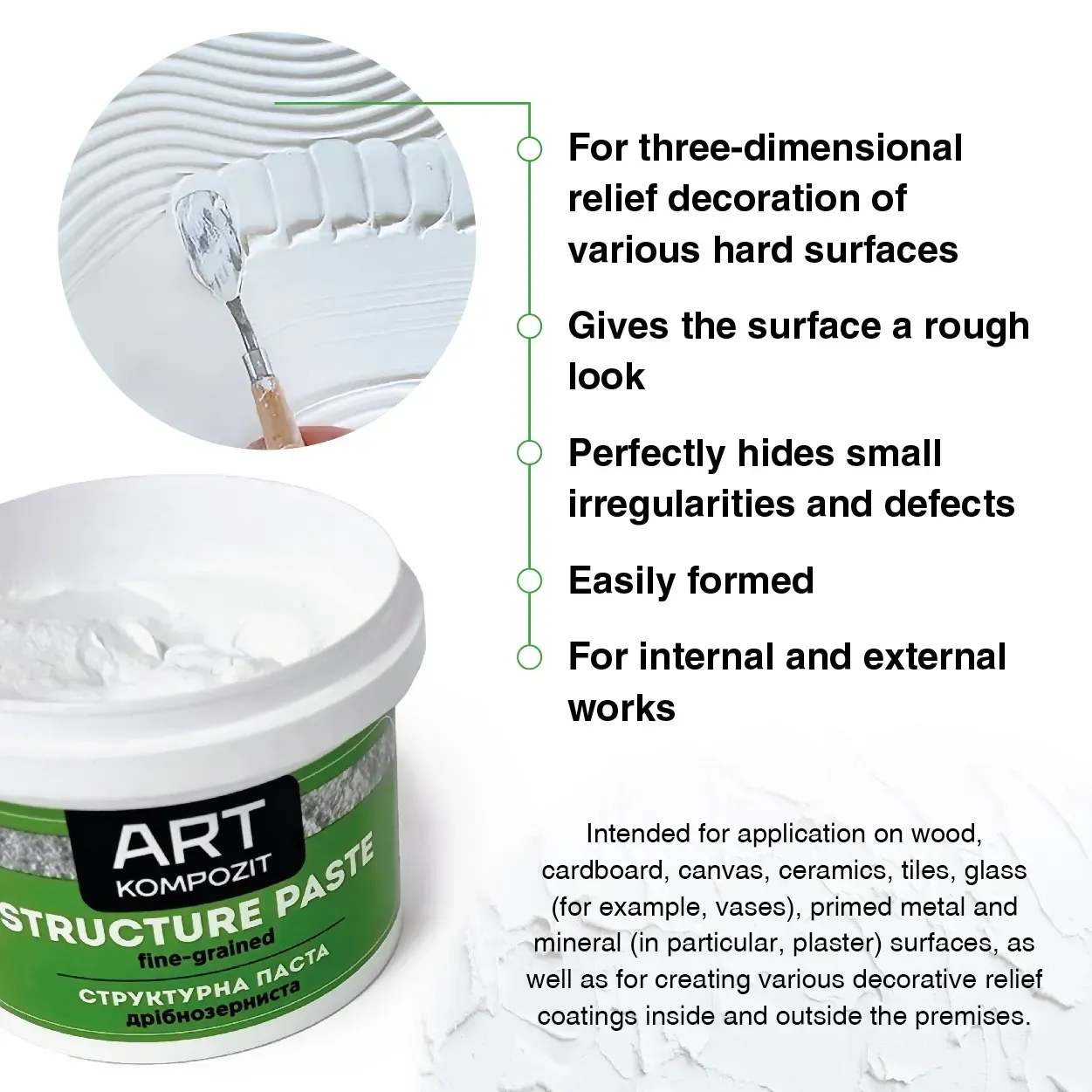 Паста структурна дрібнозерниста "ART Kompozit" 1 л, біла 2