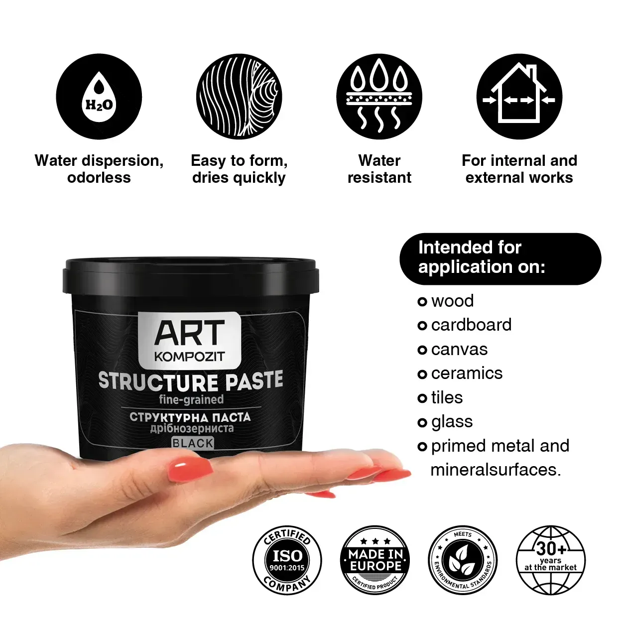 Паста структурна дрібнозерниста "ART Kompozit" чорний, 1 л 1