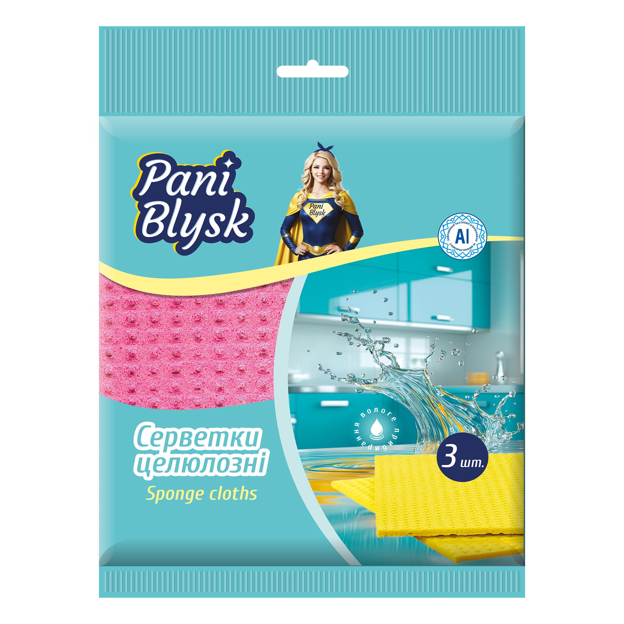 Серветки Pani Blysk  вологопоглинаючі 3 шт (18шт/ящ), 18402060