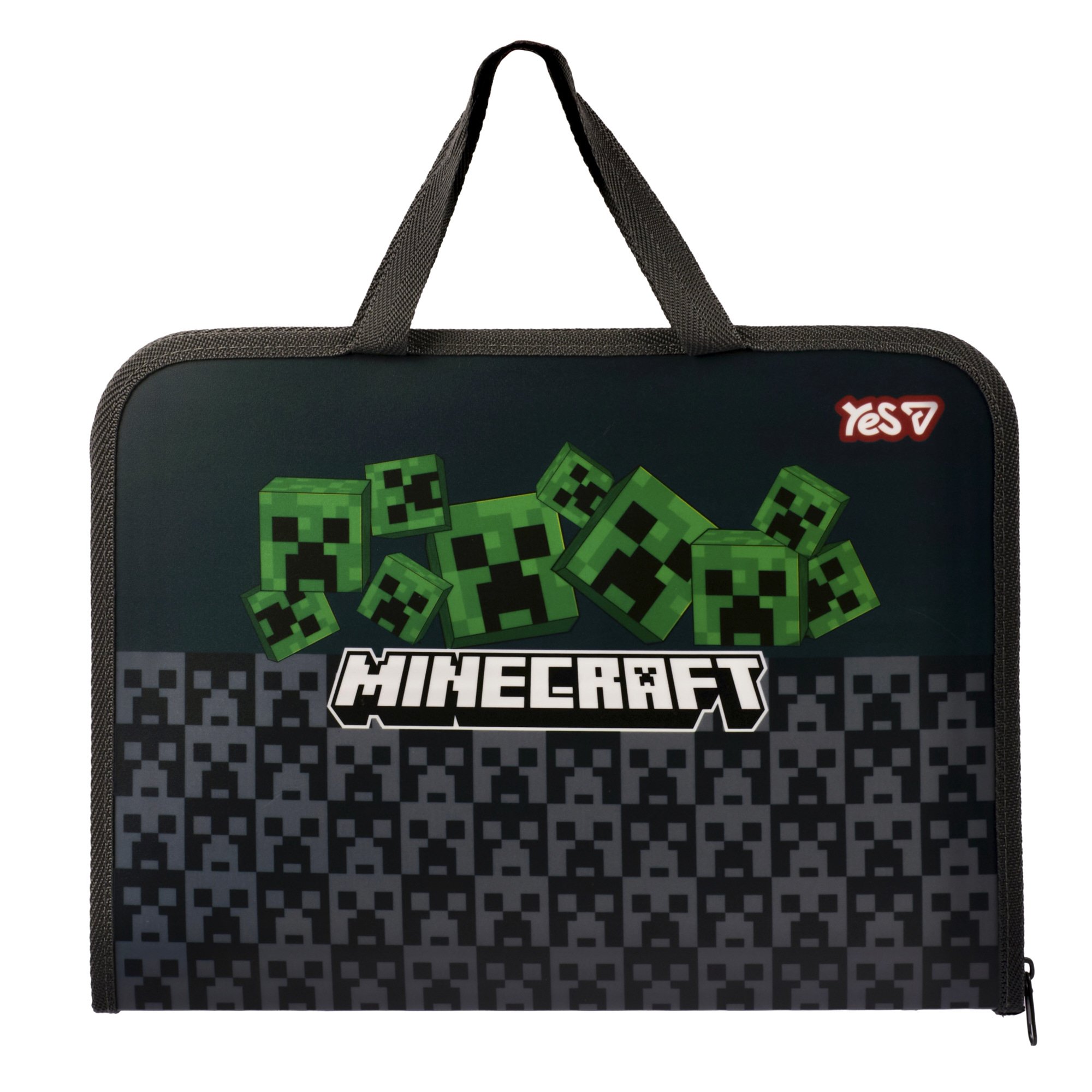 Папка-портфель Yes FC "Minecraft. Creepers" на молнии, с тканевыми ручками, 492355