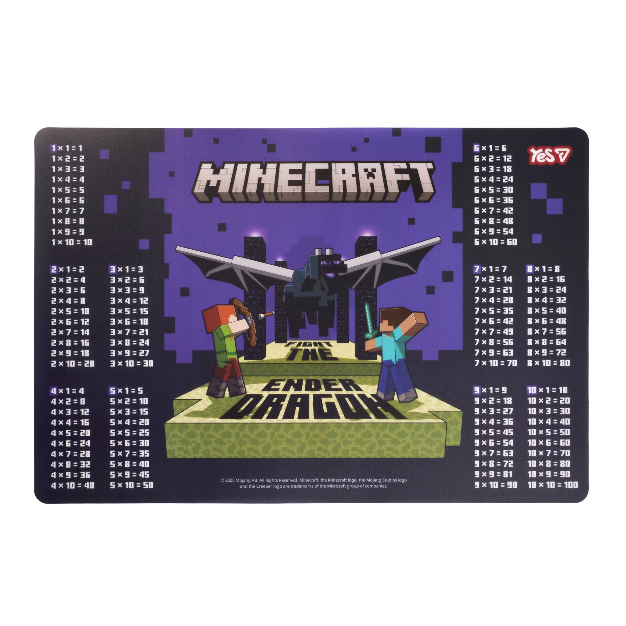 Подложка пластиковая для стола Yes "Minecraft. Dragon" табл. умнож., 492363