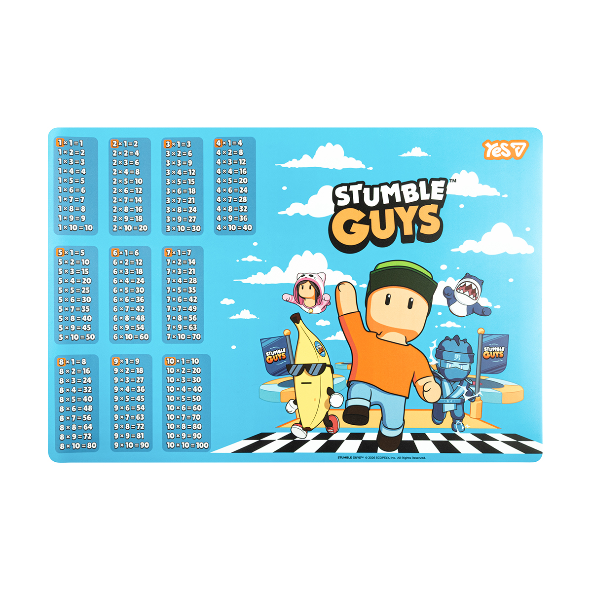 Подкладка пластиковая для стола Yes "Stumble Guys" табл. умнож., 492374