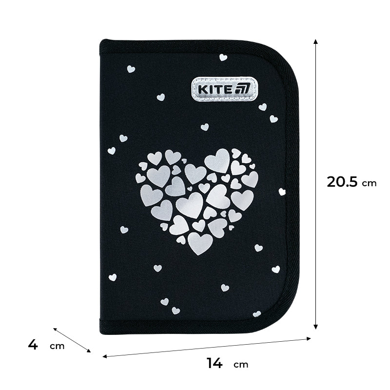 Пенал Kite 1 від., 2 відв., без наповнення 622 Black&Silver, K26-622-5 зображення