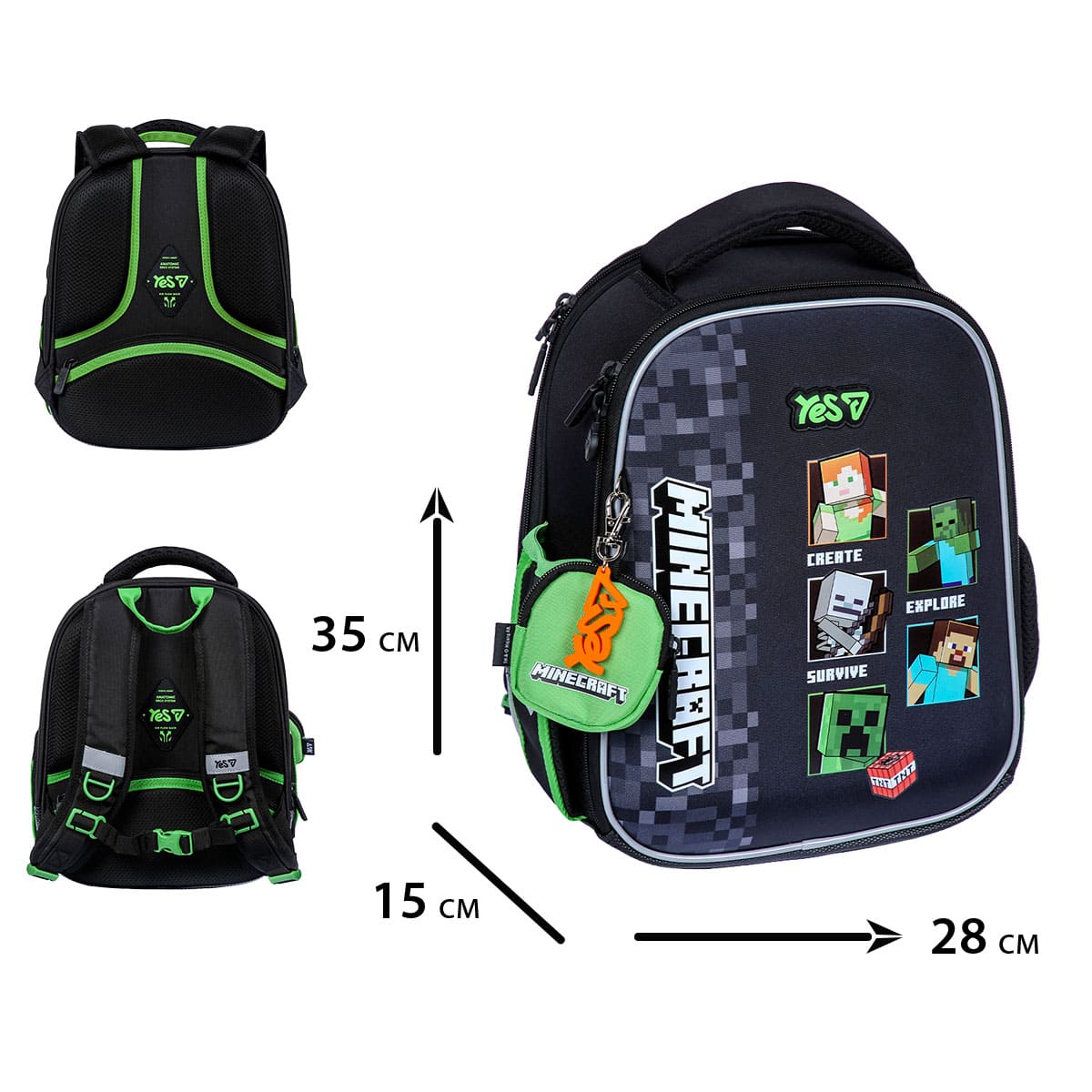 Рюкзак каркасний Yes H-100S "Minecraft Reality", 550223 2