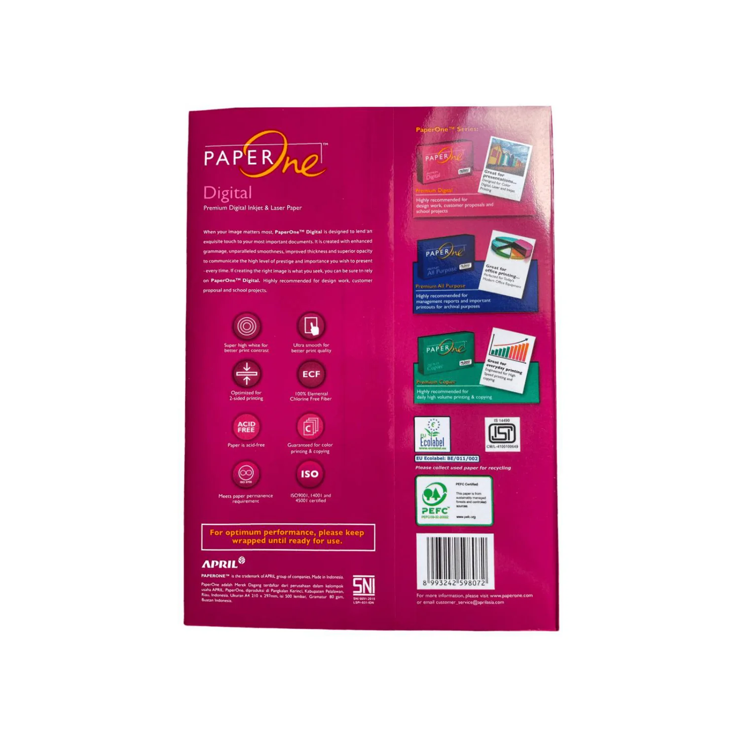 Бумага А4 500 л. 80 г/м2 PaperOne Digital (APRIL) 1