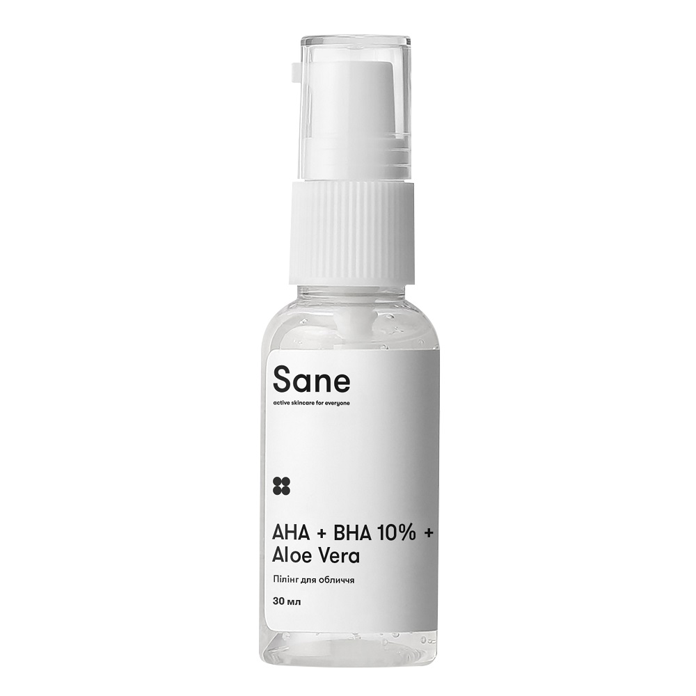 Пилинг для лица с экстрактом алоэ + AHA + BHA 10%, "Sane" изображение