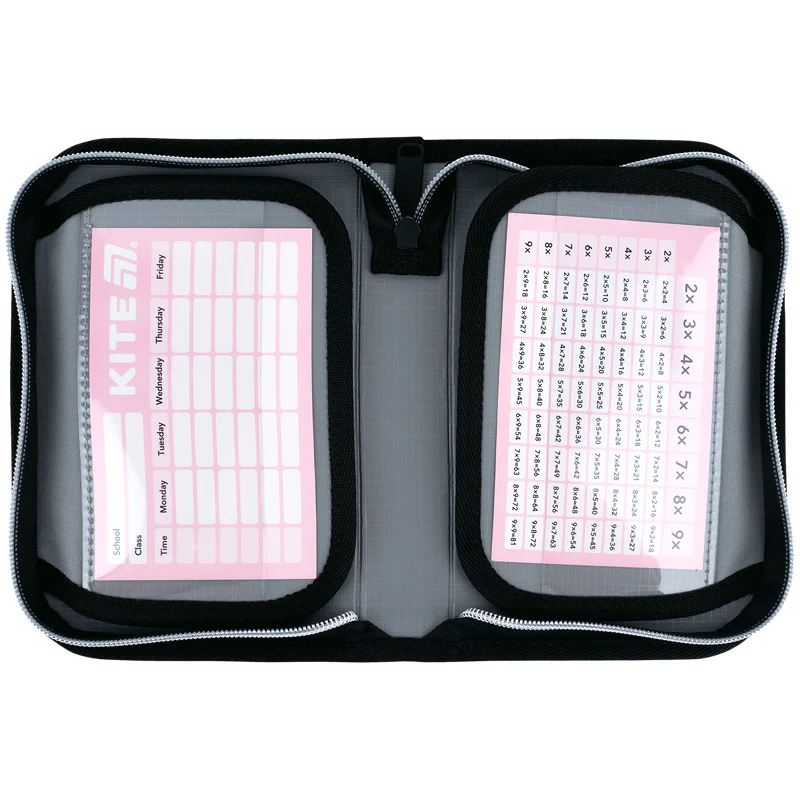 Пенал Kite 1 від., 2 відв., з наповненням 622H Black&Silver, K26-622H-5 вид товару
