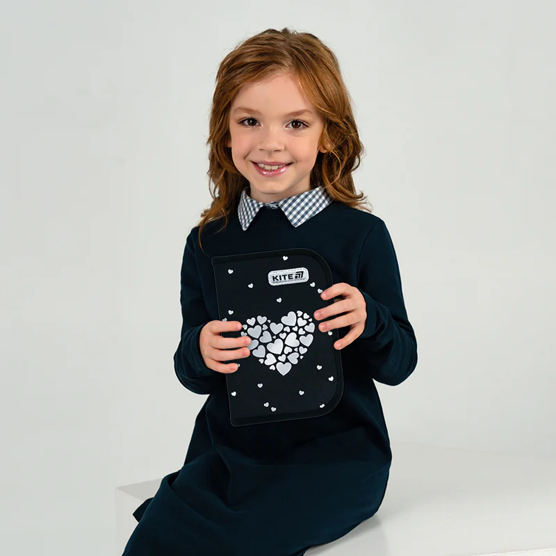 Пенал Kite 1 від., 2 відв., з наповненням 622H Black&Silver, K26-622H-5 товар