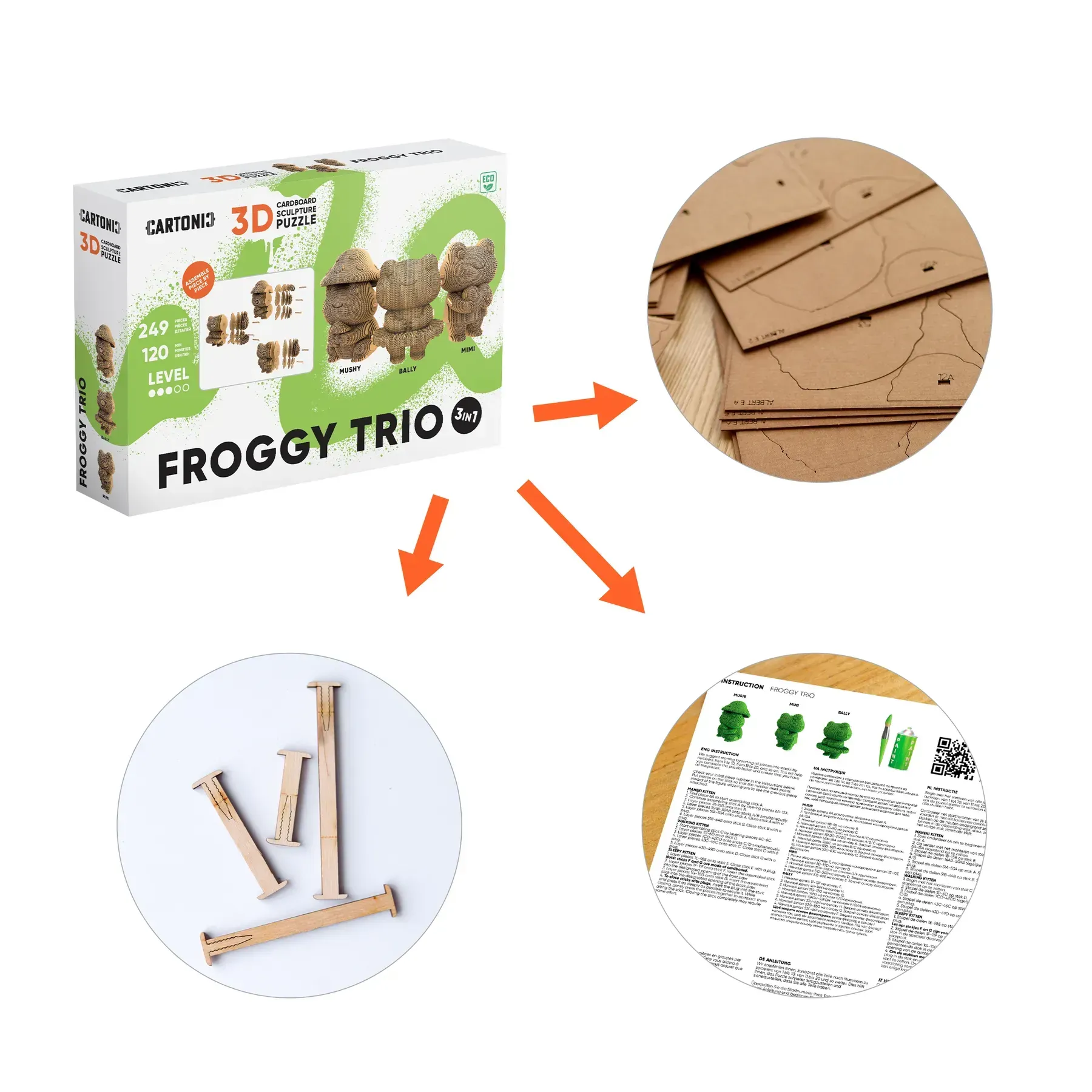 Картонний конструктор "Cartonic 3D Puzzle FROGGY TRIO", CARTTRIOFROG продукт