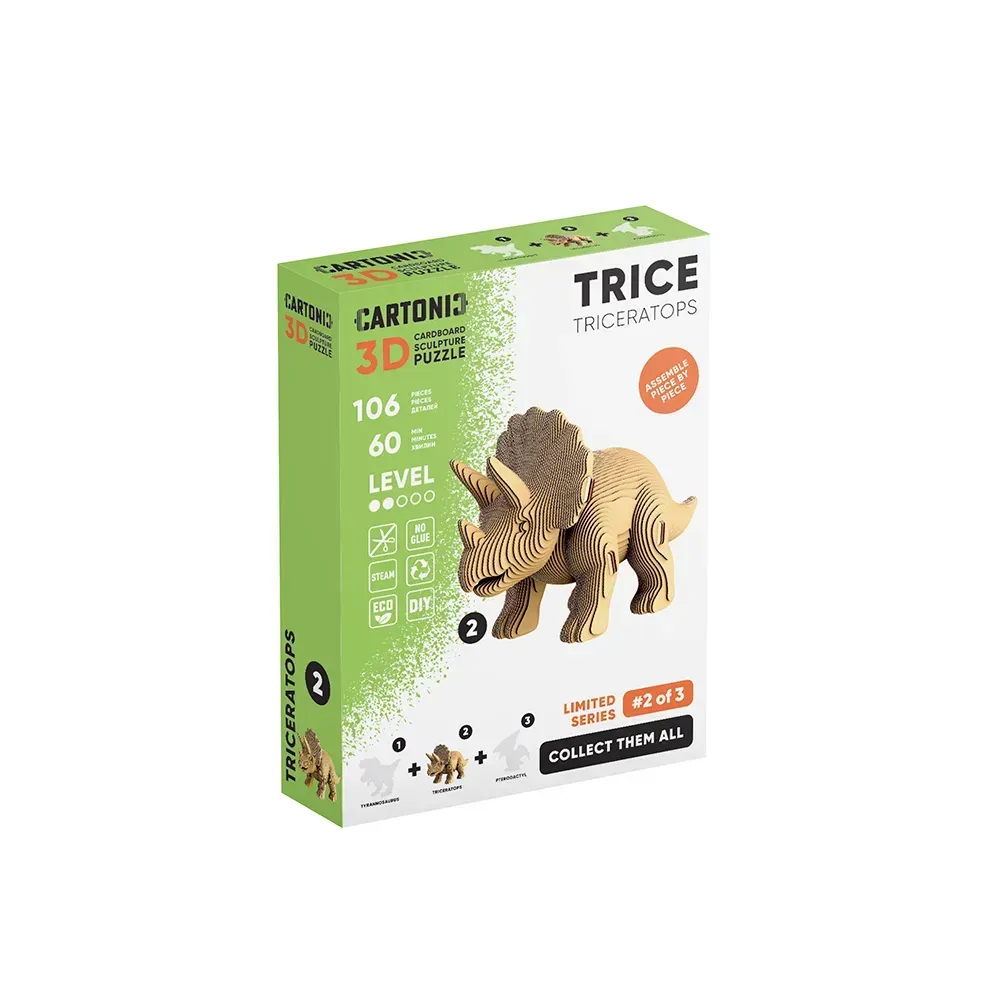 Картонний конструктор "Cartonic Collectible TRICERATOPS", CCARTTRIC зовнішній вигляд