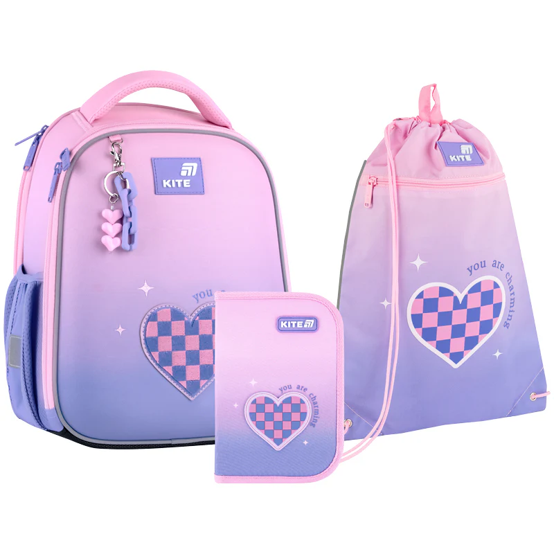 Набор рюкзак + пенал + сумка для обуви Kite 555 Charming, SET_K26-555S-4
