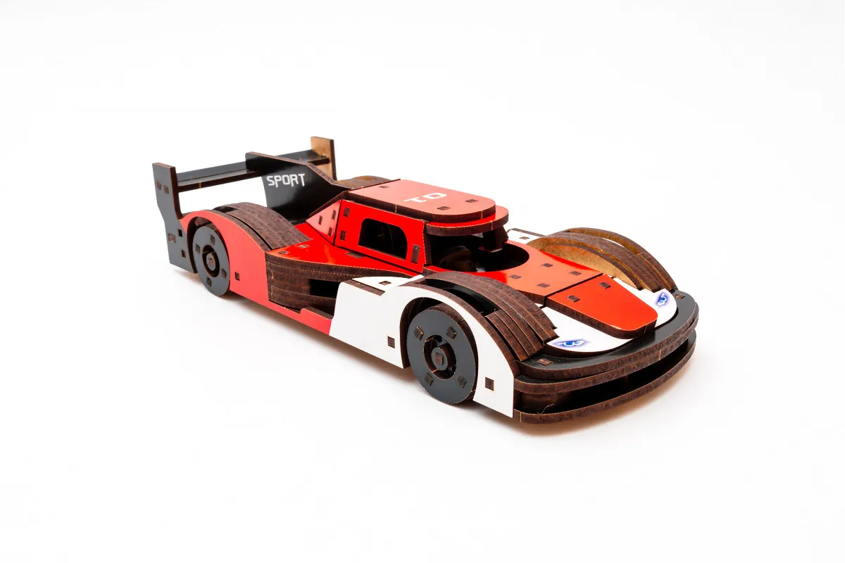 Конструктор дерев’яний 3D "Racing Car", PuzzleOk зображення товару