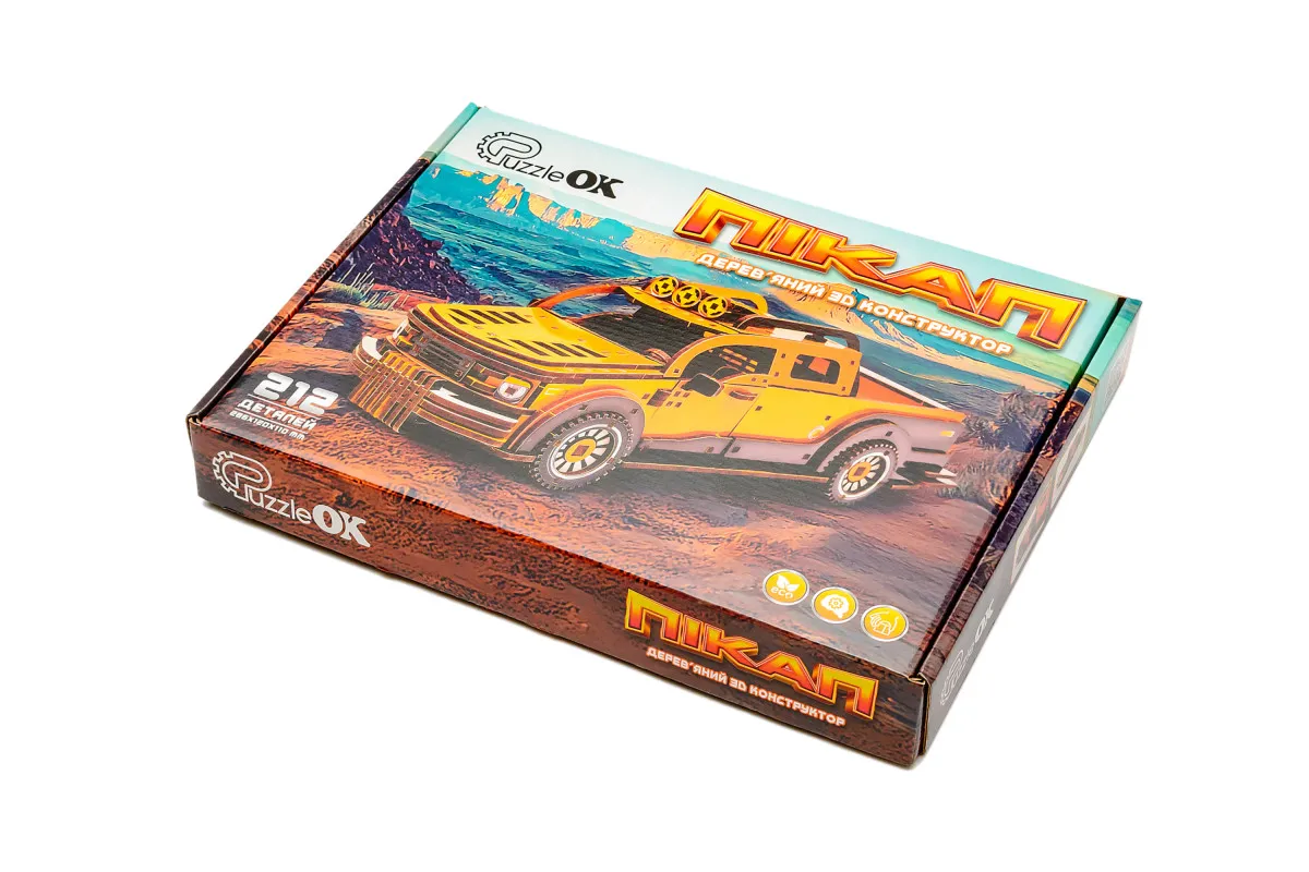 Конструктор дерев’яний 3D "Пікап", PuzzleOk модель