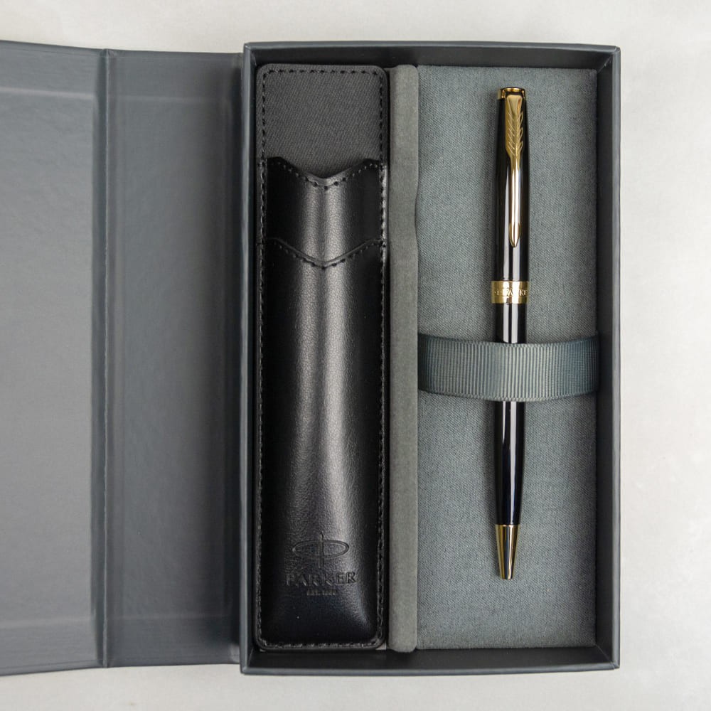 Ручка Parker Sonnet 17 Black Lacquer позол. кул. + чохол + подар.упак., 86 032b242 зображення