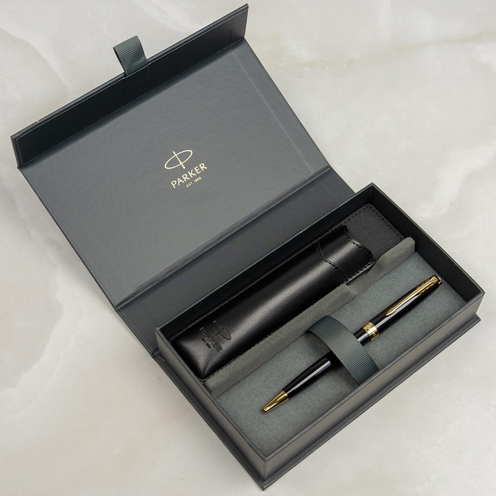 Ручка Parker Sonnet 17 Black Lacquer позол. кул. + чохол + подар.упак., 86 032b242 зображення товару
