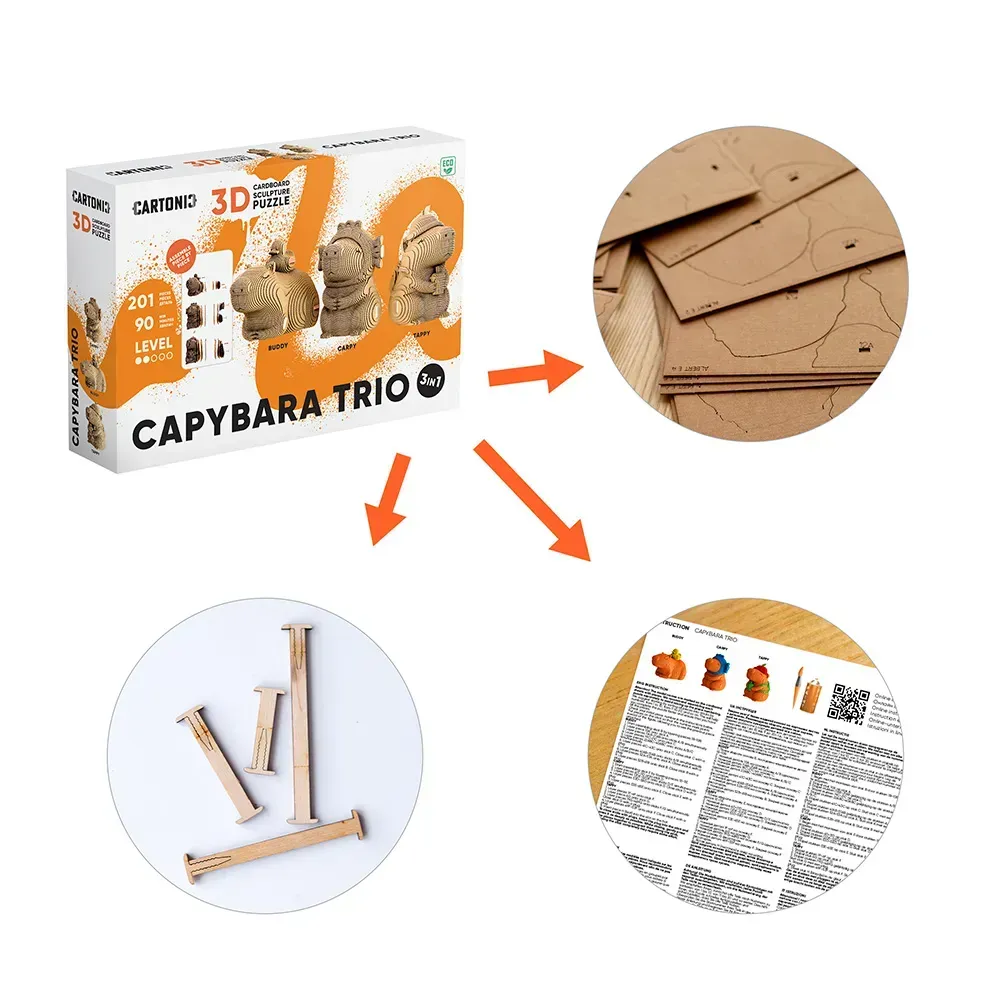 Картонний конструктор "Cartonic 3D Puzzle CAPYBARA TRIO", CARTCAPYTRIO зображення