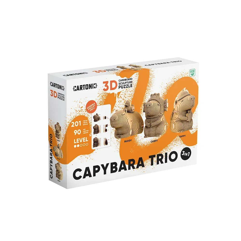 Картонний конструктор "Cartonic 3D Puzzle CAPYBARA TRIO", CARTCAPYTRIO картка товару