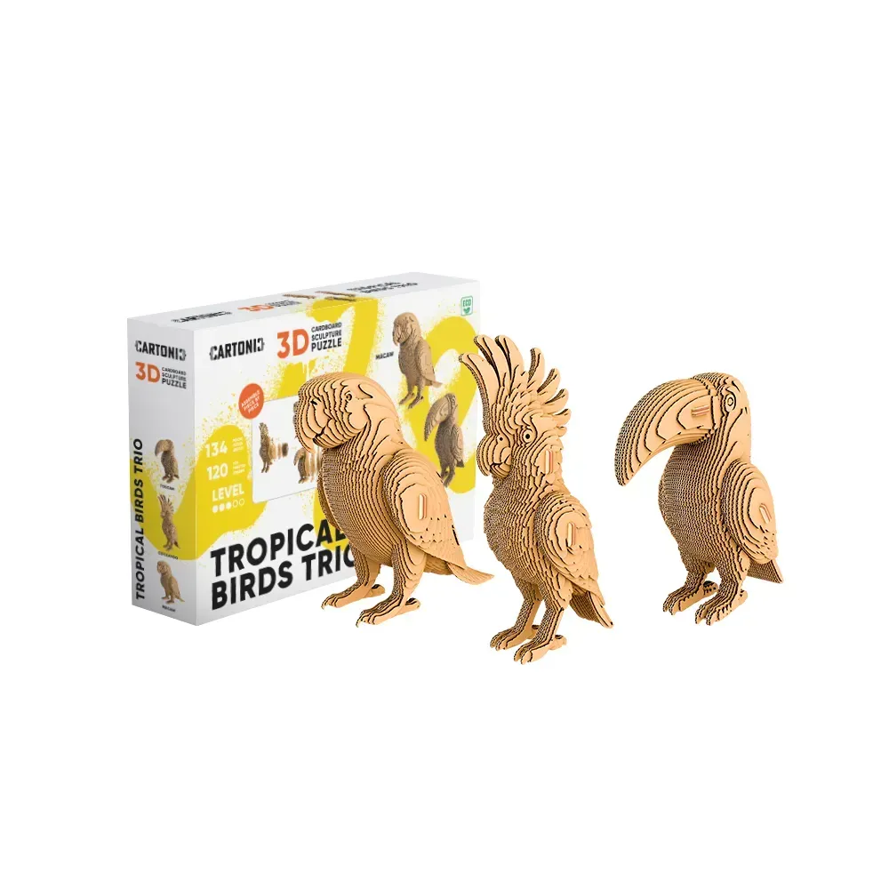 Картонний конструктор "Cartonic 3D Puzzle TROPICAL BIRDS TRIO", CARTTRIOBIRDS картка товару