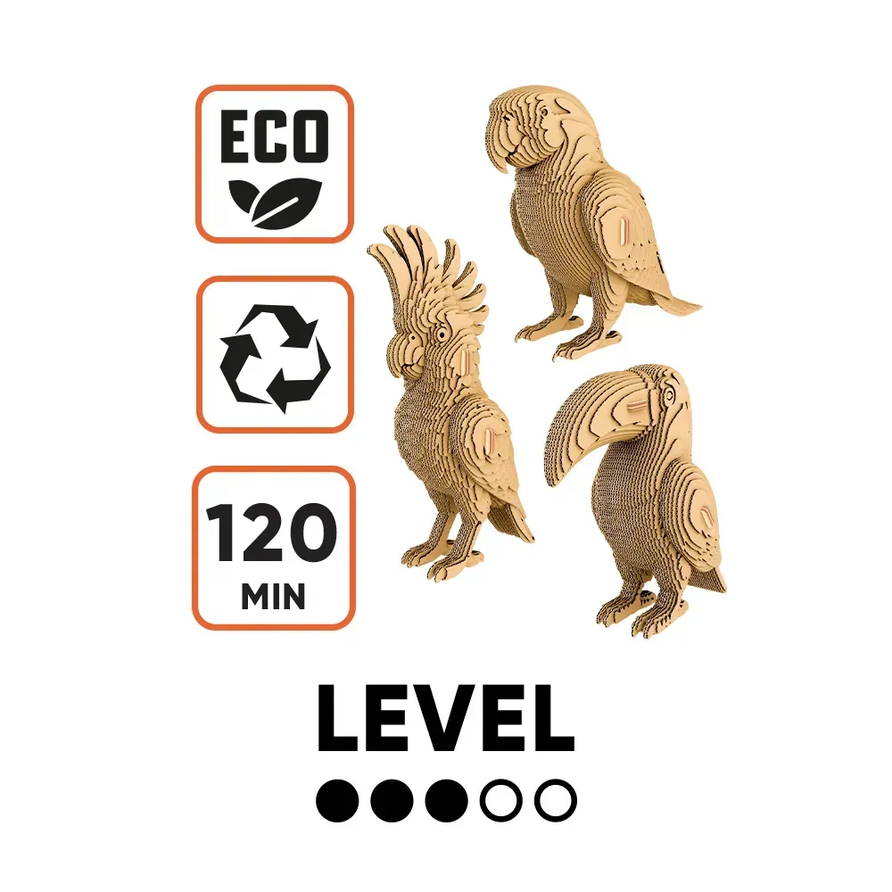 Картонний конструктор "Cartonic 3D Puzzle TROPICAL BIRDS TRIO", CARTTRIOBIRDS товар