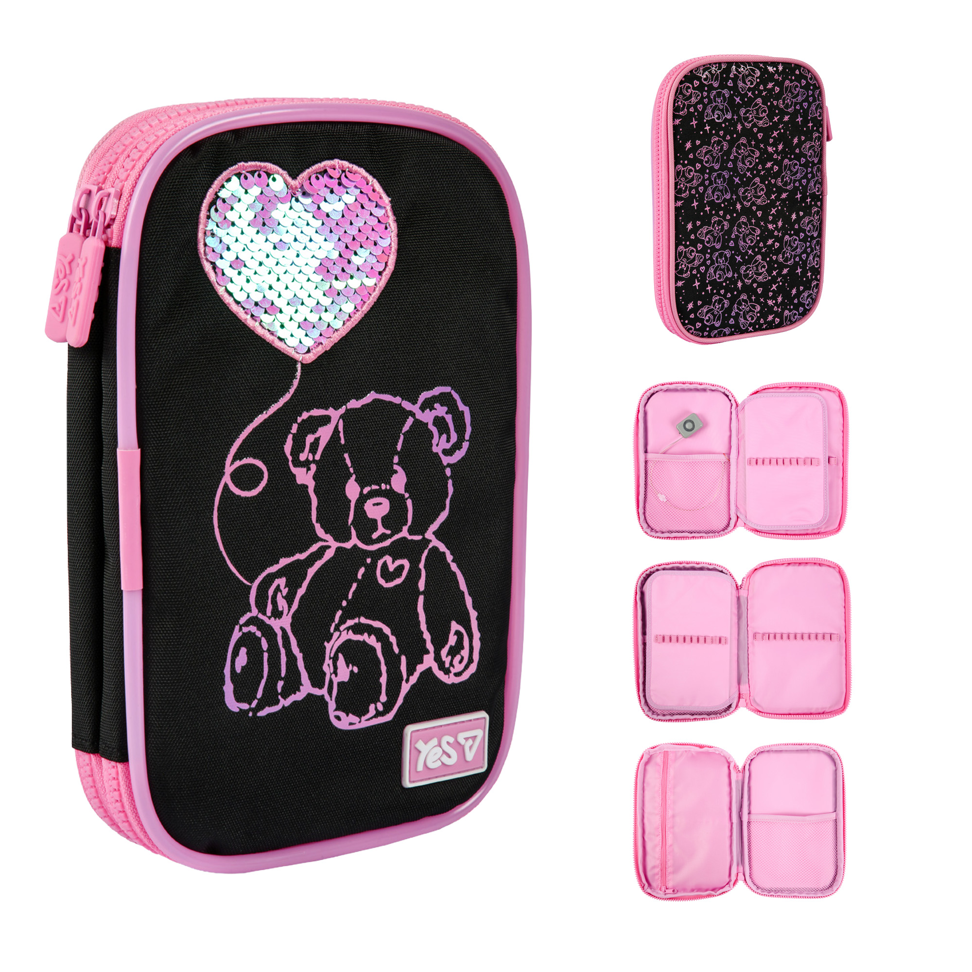Пенал м’який з LED Yes PH-35 "Pink Bear", 533777 фото