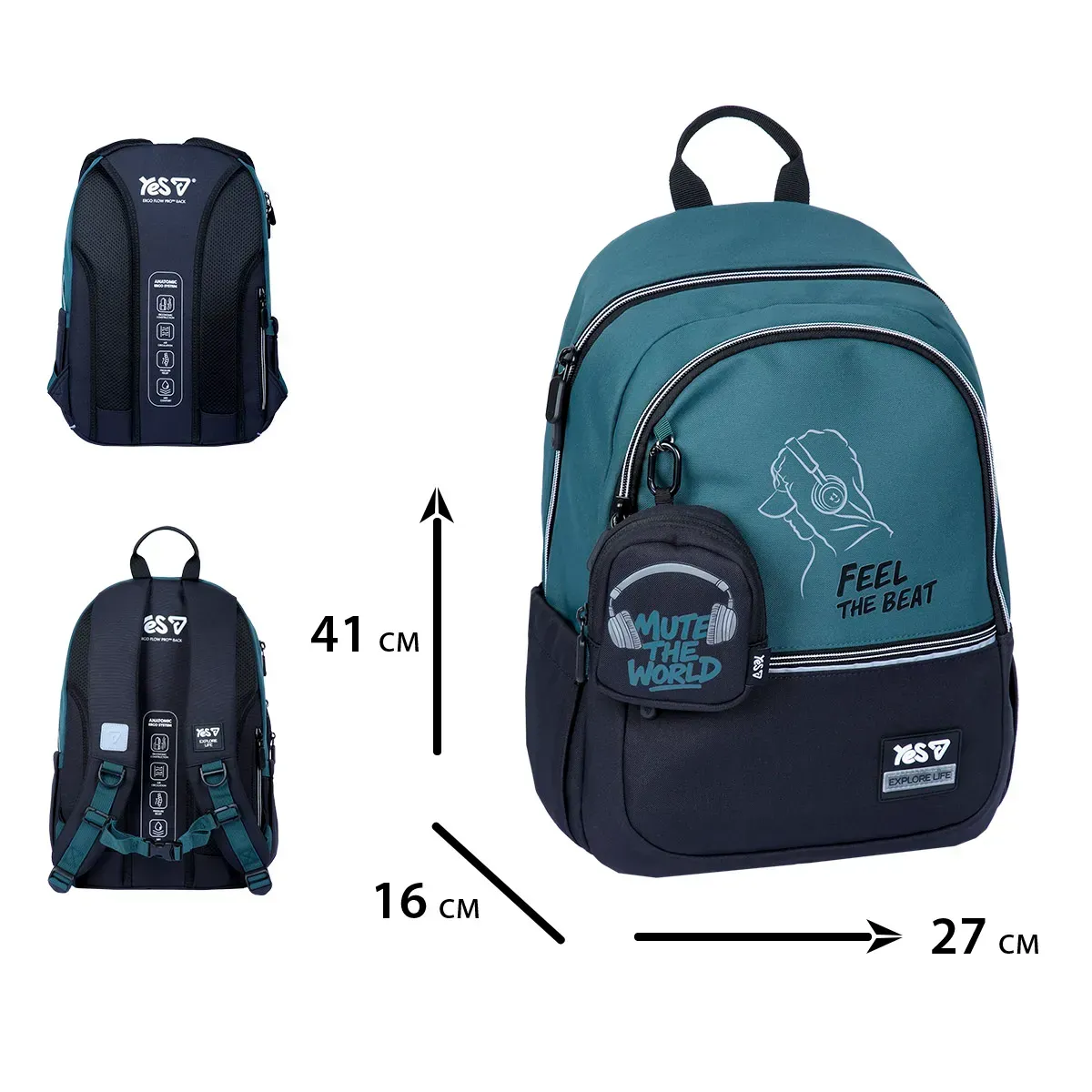 Pюкзак Yes TS-113M "Feel the Beat", 550324 зовнішній вигляд