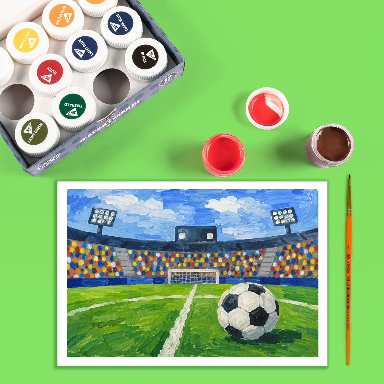 Фарби гуашеві Yes "Football" 12 кол. 20 мл, 230453 модель