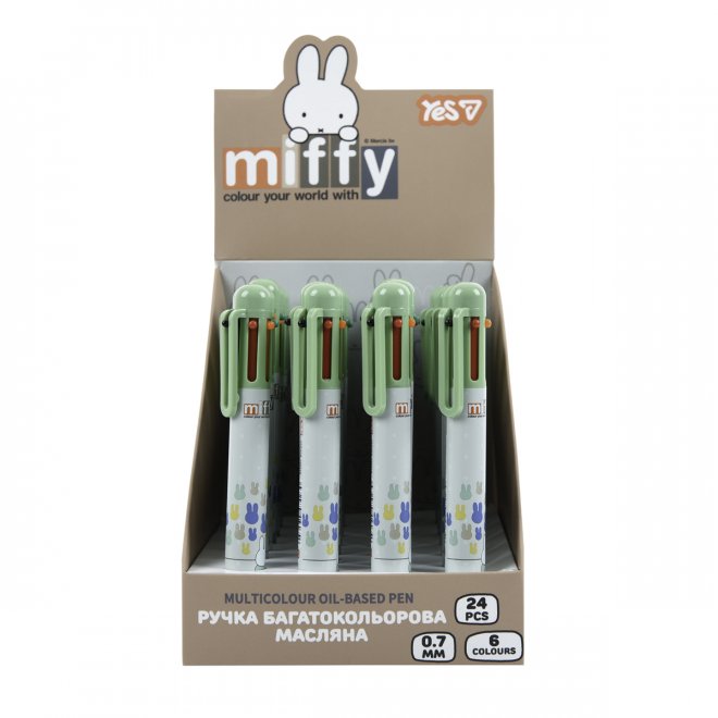 Ручка кулькова Yes "Miffy" 0,7 мм автоматична, 6 кол., 412297 зображення