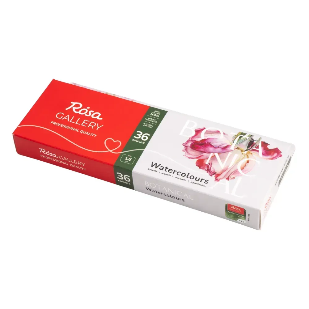 Набор акварельных красок "BOTANICAL" 36*1,6 мл, полкювета, красный металл. пенал (M), ROSA Gallery фото