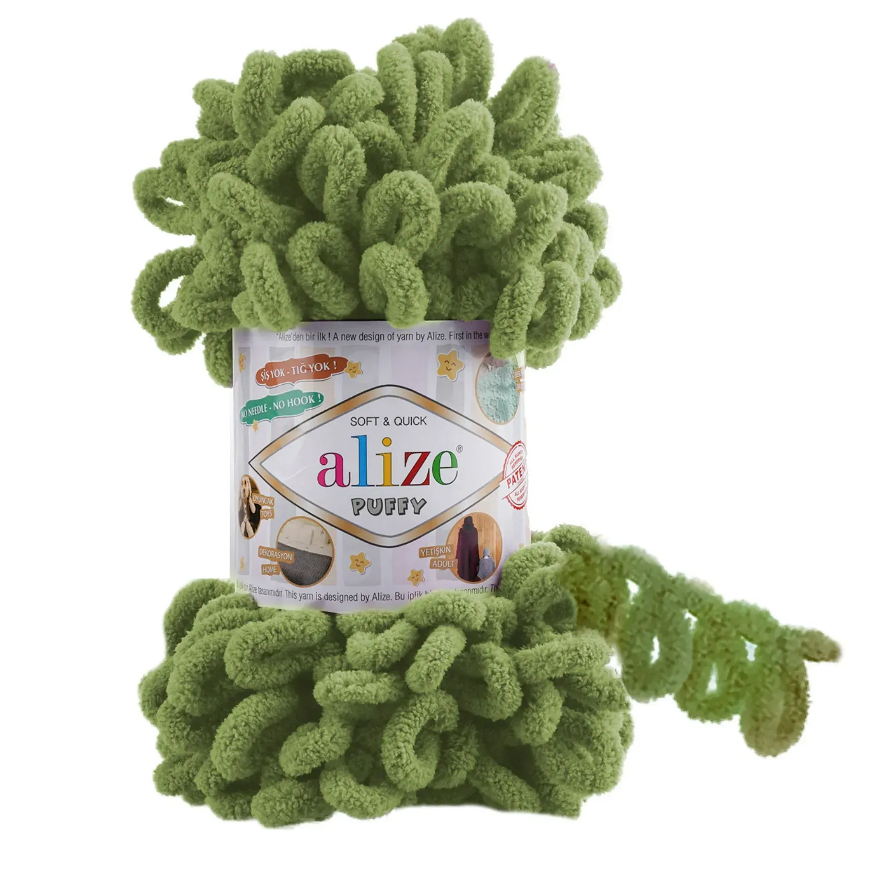 Пряжа микрополиэстер 485 Сухая мята, TM Alize Puffy