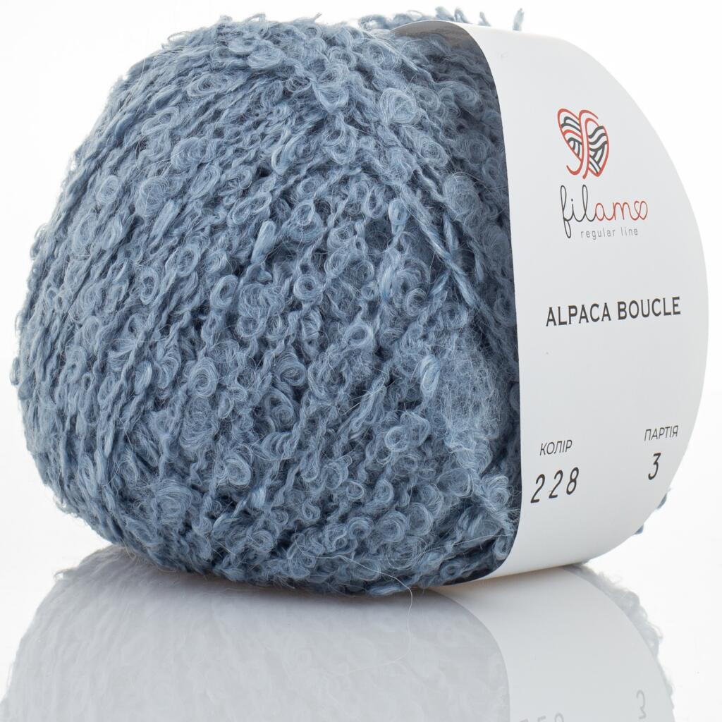Пряжа букле 228 Светлый джинс, ТМ filamo - Alpaca Boucle
