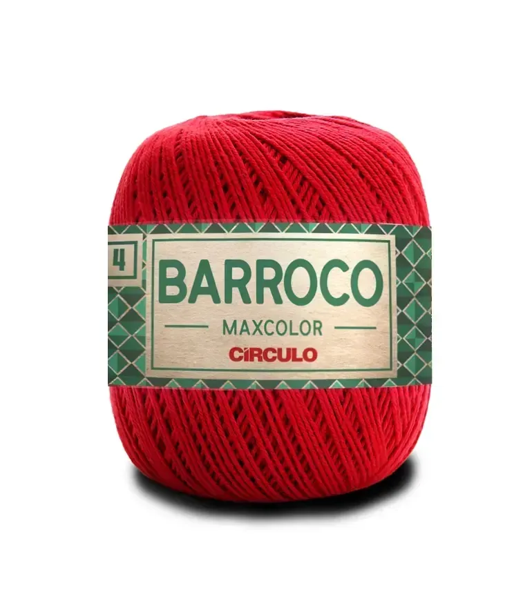 Пряжа 3402 Красный (100% хлопок, 200гр. 338м. 6 мот. в уп.), ТМ "Barroco Maxcolor 4"