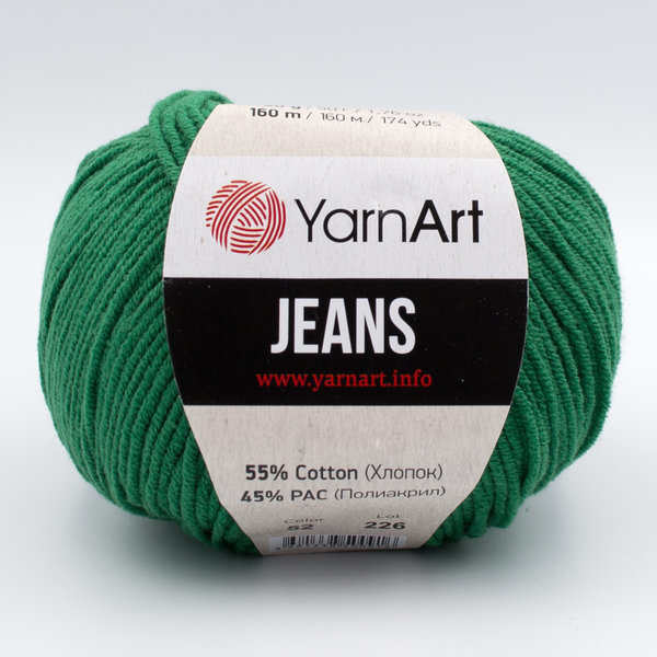 Пряжа полухлопок 52 Изумруд, ТМ Yarn Art - Jeans