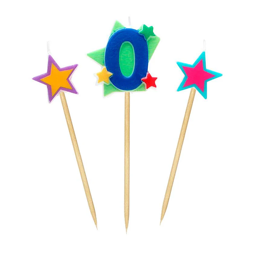 Свічки Stars "0" висотою 4,5 см, 3 шт.