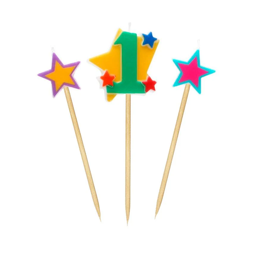 Свічки Stars "1" висотою 4,5 см, 3 шт.