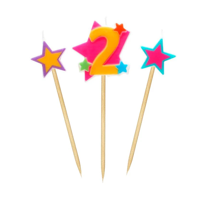 Свічки Stars "2" висотою 4,5 см, 3 шт.