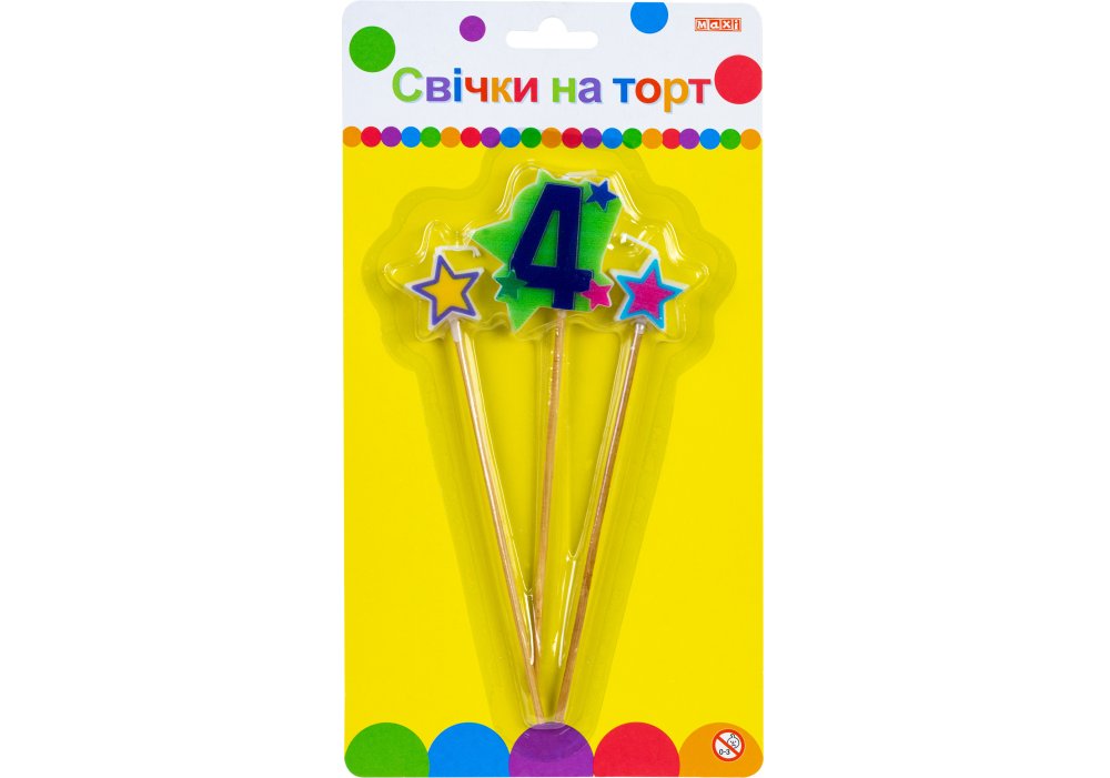 Свічки Stars "4" висотою 4,5 см, 3 шт.