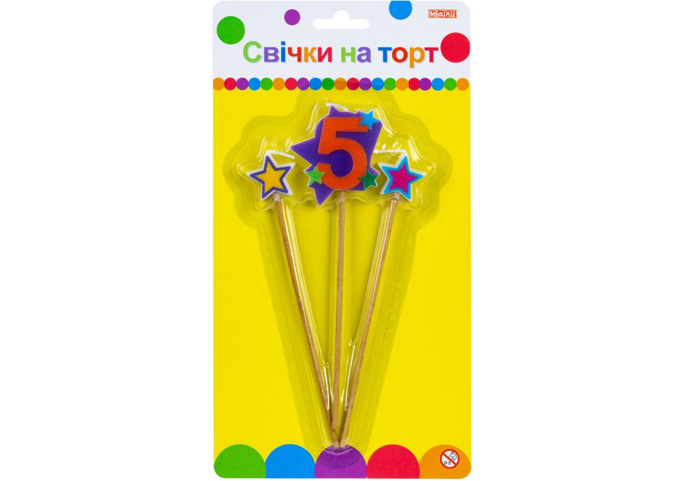 Свічки Stars "5" висотою 4,5 см, 3 шт.