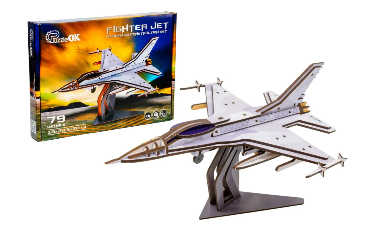 Конструктор дерев’яний 3D "F16", PuzzleOk