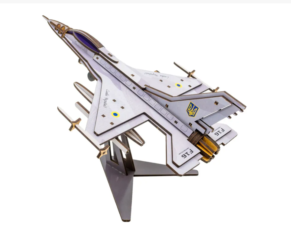 Конструктор дерев’яний 3D "F16", PuzzleOk зображення товару