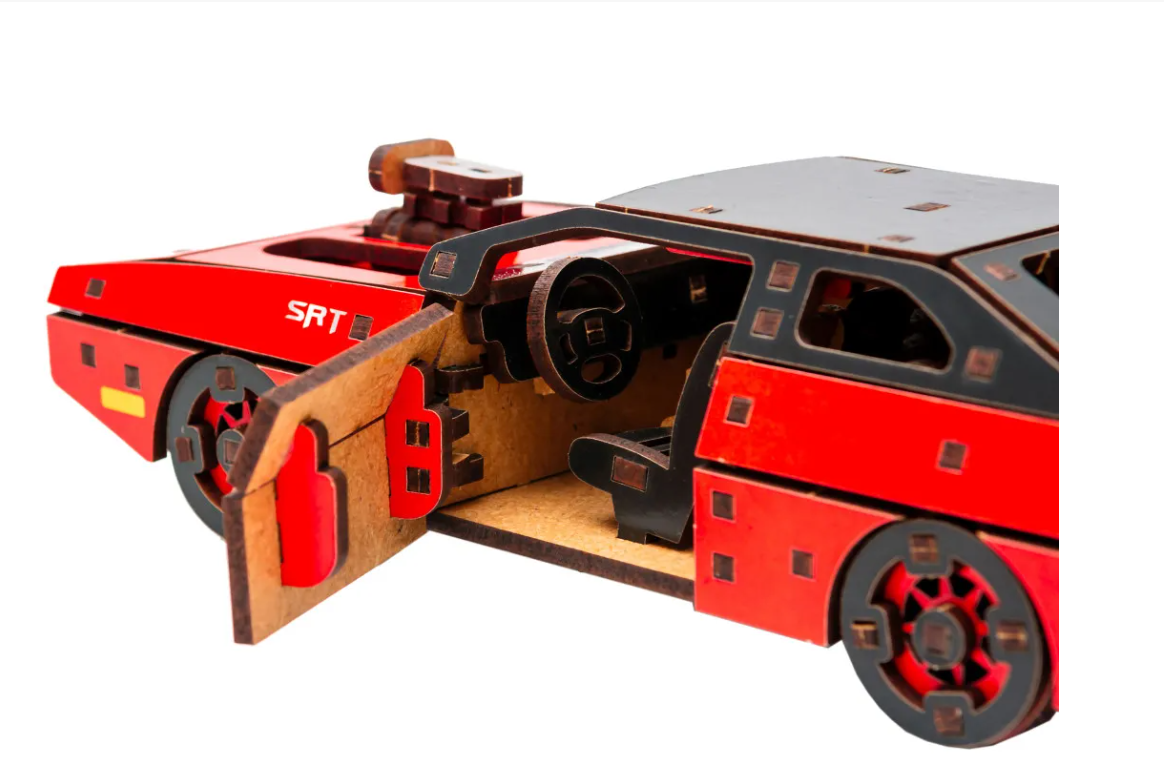 Конструктор дерев’яний 3D "Fast Furious", дет 125, червоний кол, 21*8*5 см, Puz-62520, PuzzleOk зображення