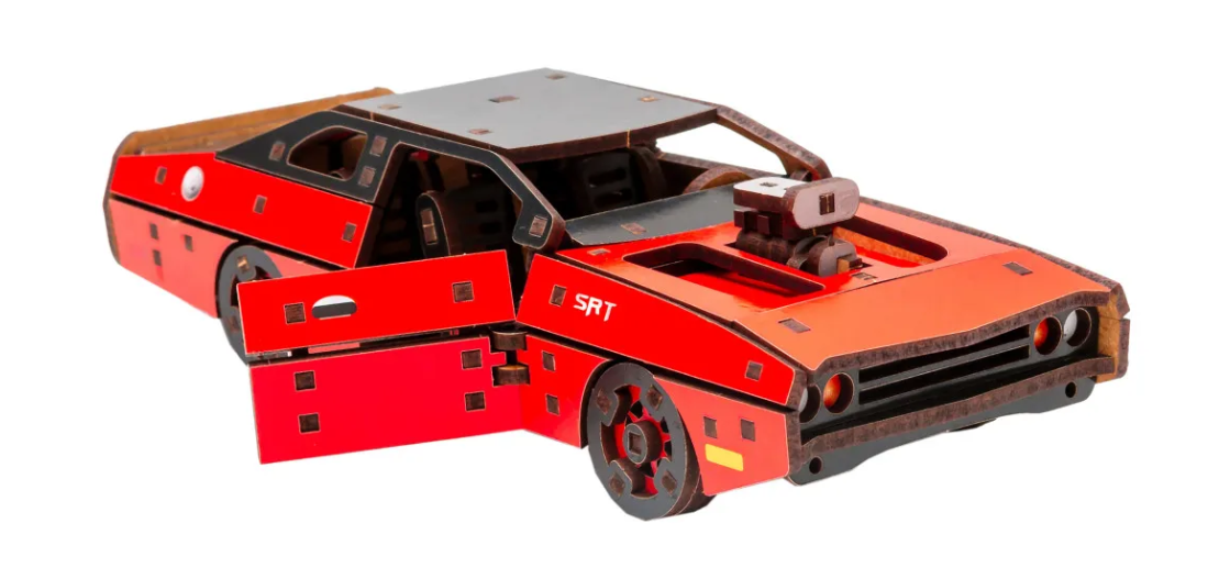 Конструктор дерев’яний 3D "Fast Furious", дет 125, червоний кол, 21*8*5 см, Puz-62520, PuzzleOk зображення товару